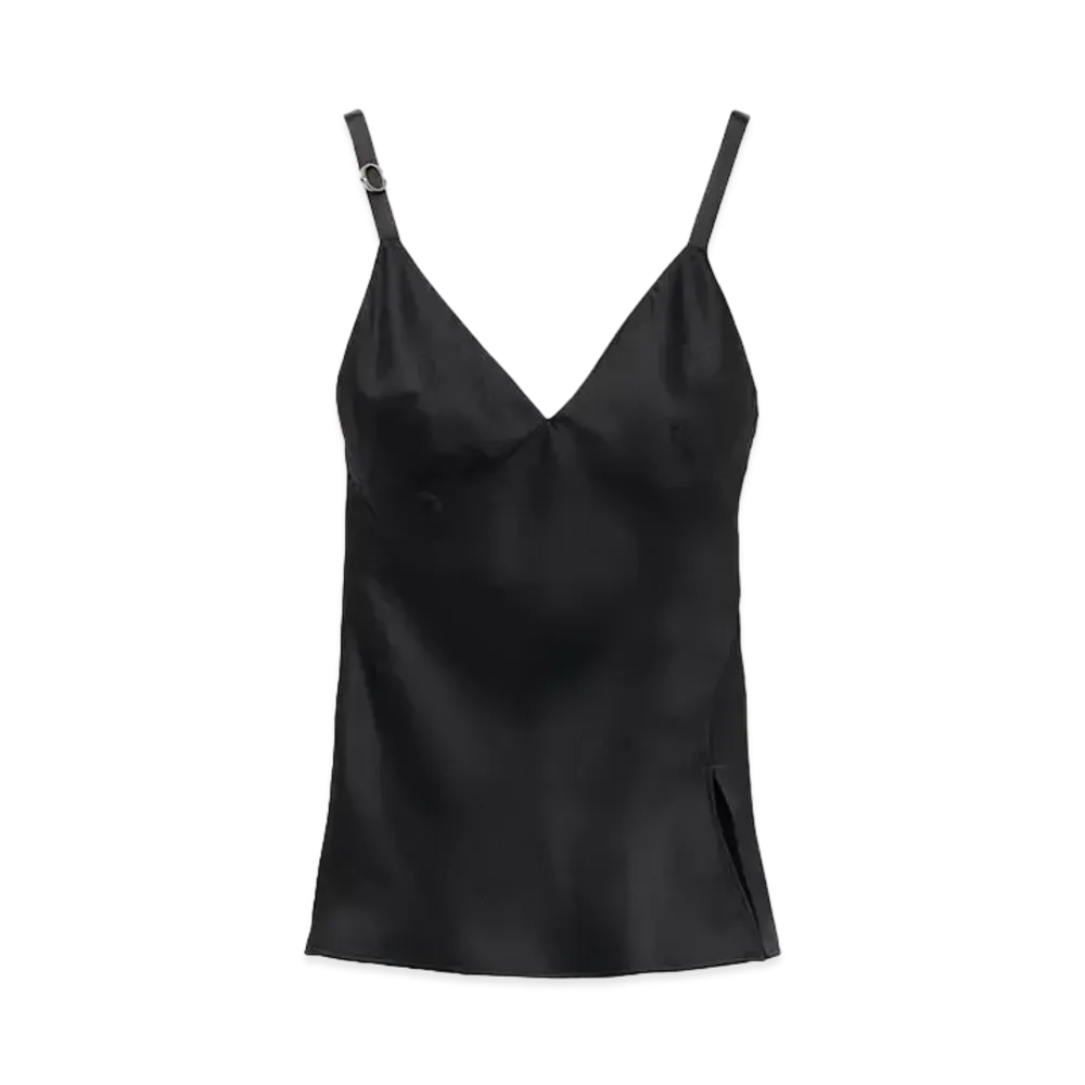 Alexander McQUEEN Satin Backdrop Top "Black"