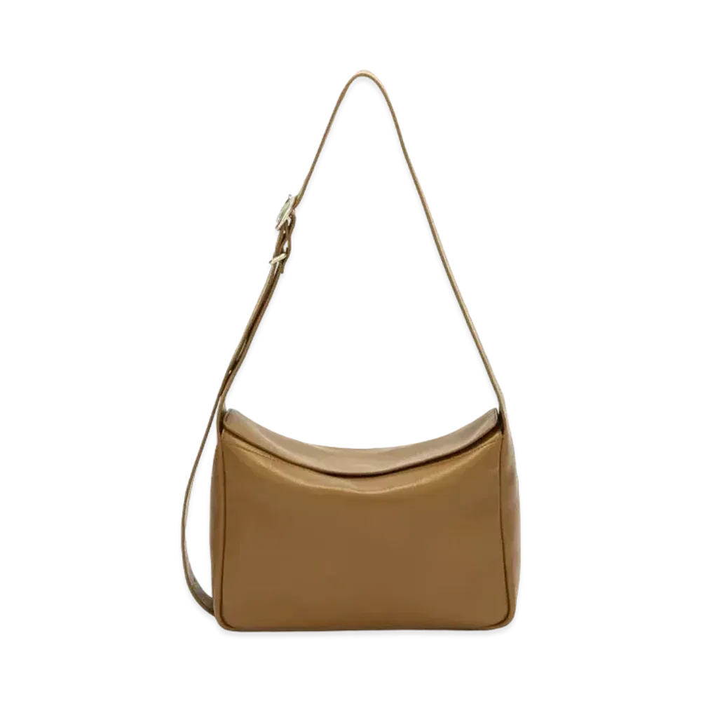 Jil Sander Flap Small Leather Crossbody Bag With Embossed logo "Honey Blond"