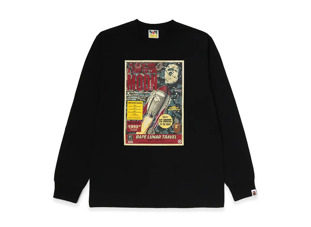 A BATHING APE Bape Lunar Travel Poster Ls Tee "Black"