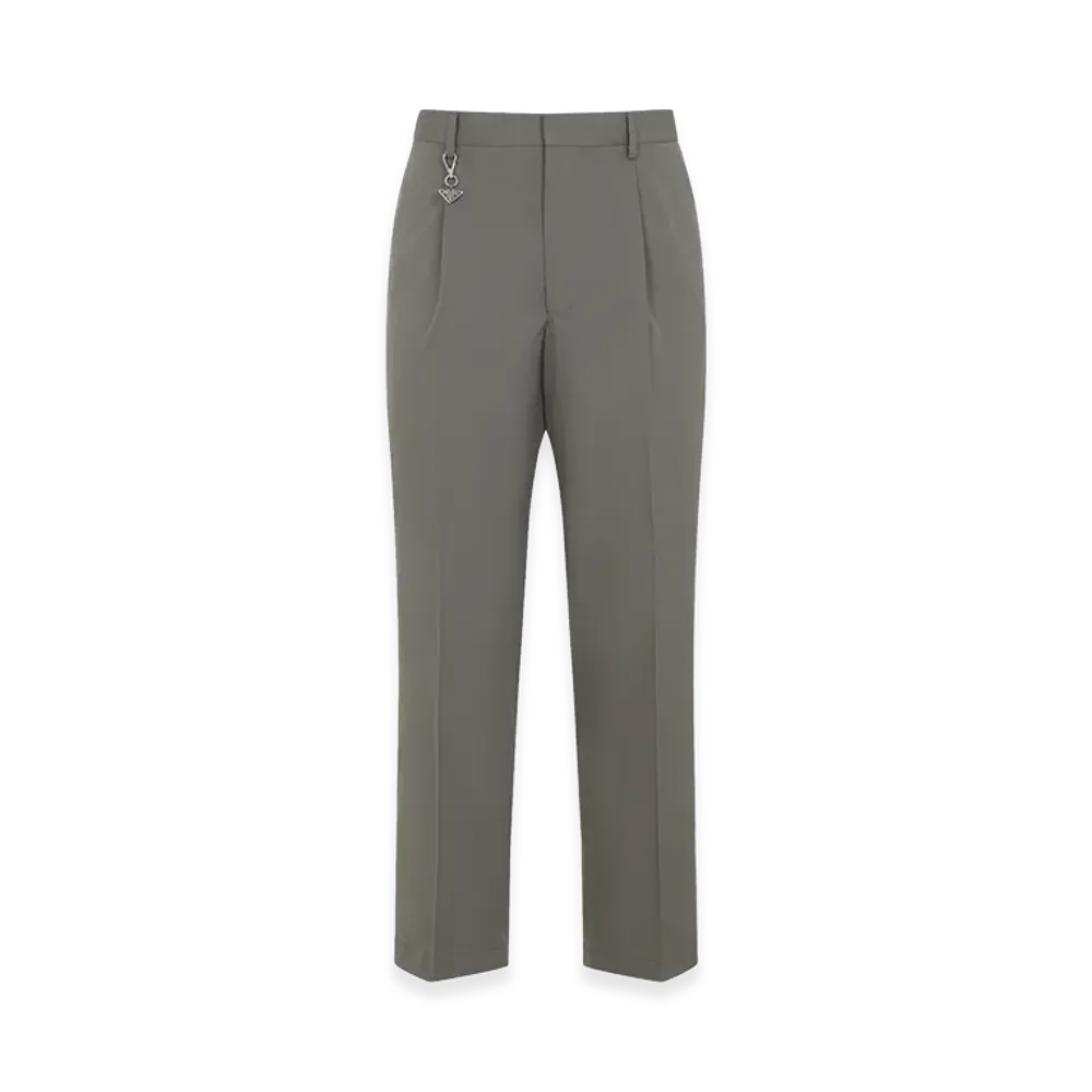PRADA Pleated Cotton Trousers With Charm "Argilla"