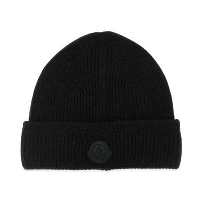 MONCLER Brioche Half Stitch Cap "Black"