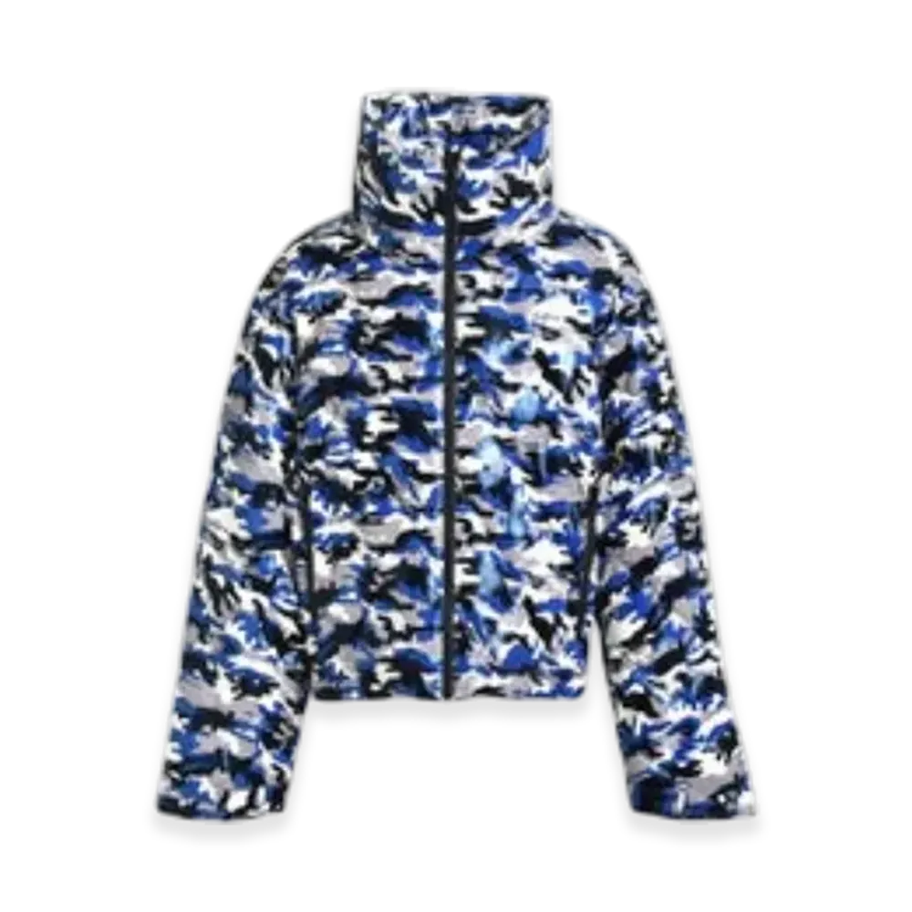 BREATH Faux Leather Quilting Camo Down Jacket "Blue Camo"
