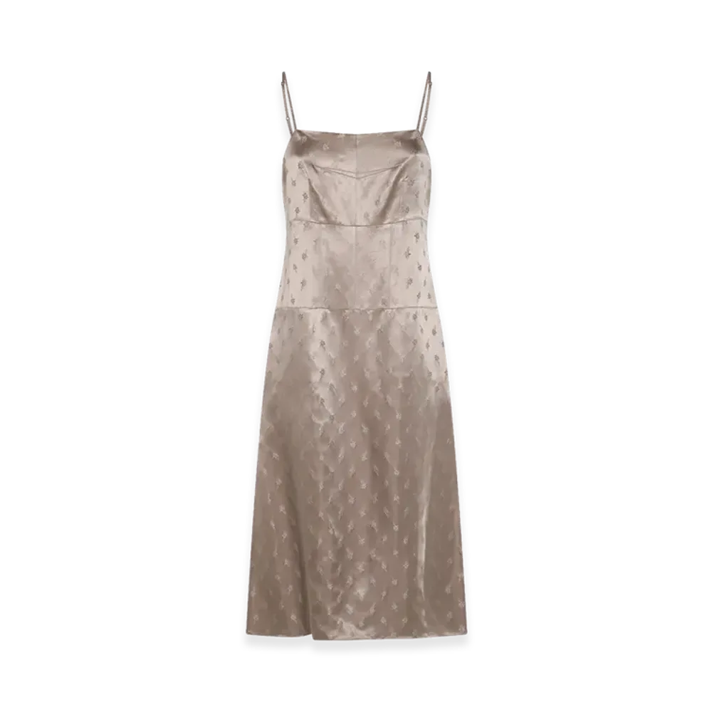 FENDI Women's Satin Midi Dress "Beige"