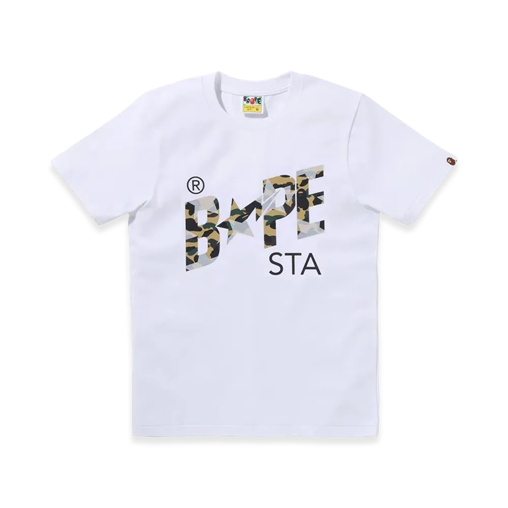 A BATHING APE Women's Bape Sta Tee "White/Yellow"