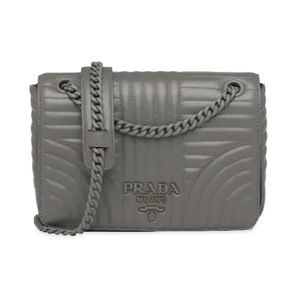 PRADA Diagramme Shoulder Bag "Light Gray"
