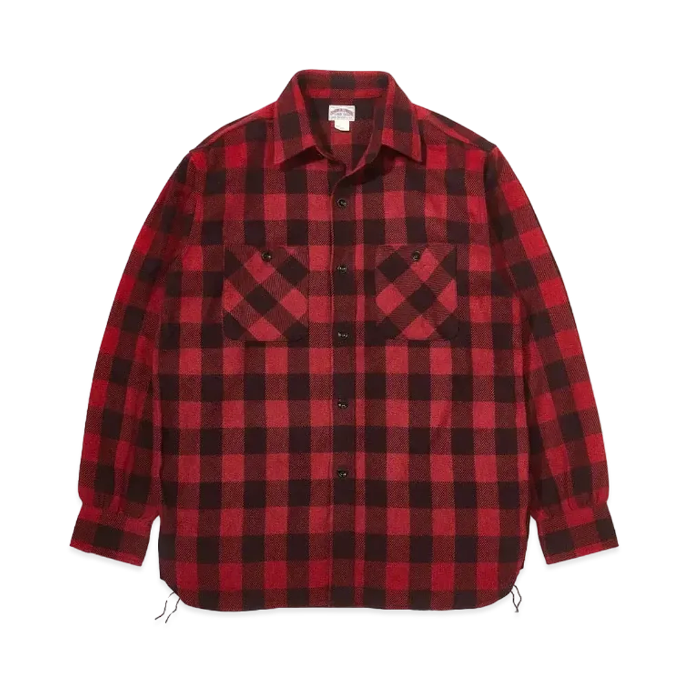 THE REAL McCOY'S 8Hu Twisted-Yarn Buffalo Check Flannel Shirt "Black Red"