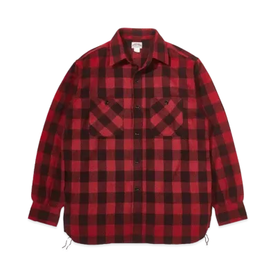 THE REAL McCOY'S 8Hu Twisted-Yarn Buffalo Check Flannel Shirt "Black Red"