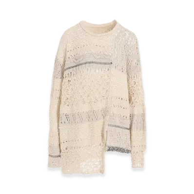 Y's Mixed-material Long-sleeve Pullover "Off White"