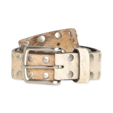 Stussy 8 Ball Studded Belt "Raw Cowhide Hair"