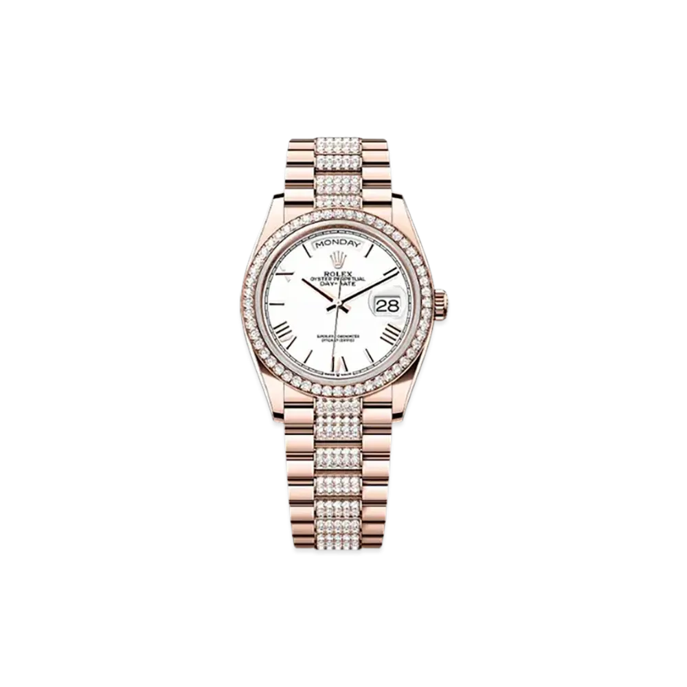 ROLEX Day-Date 36mm Everose Gold Diamond 128345RBR "White"