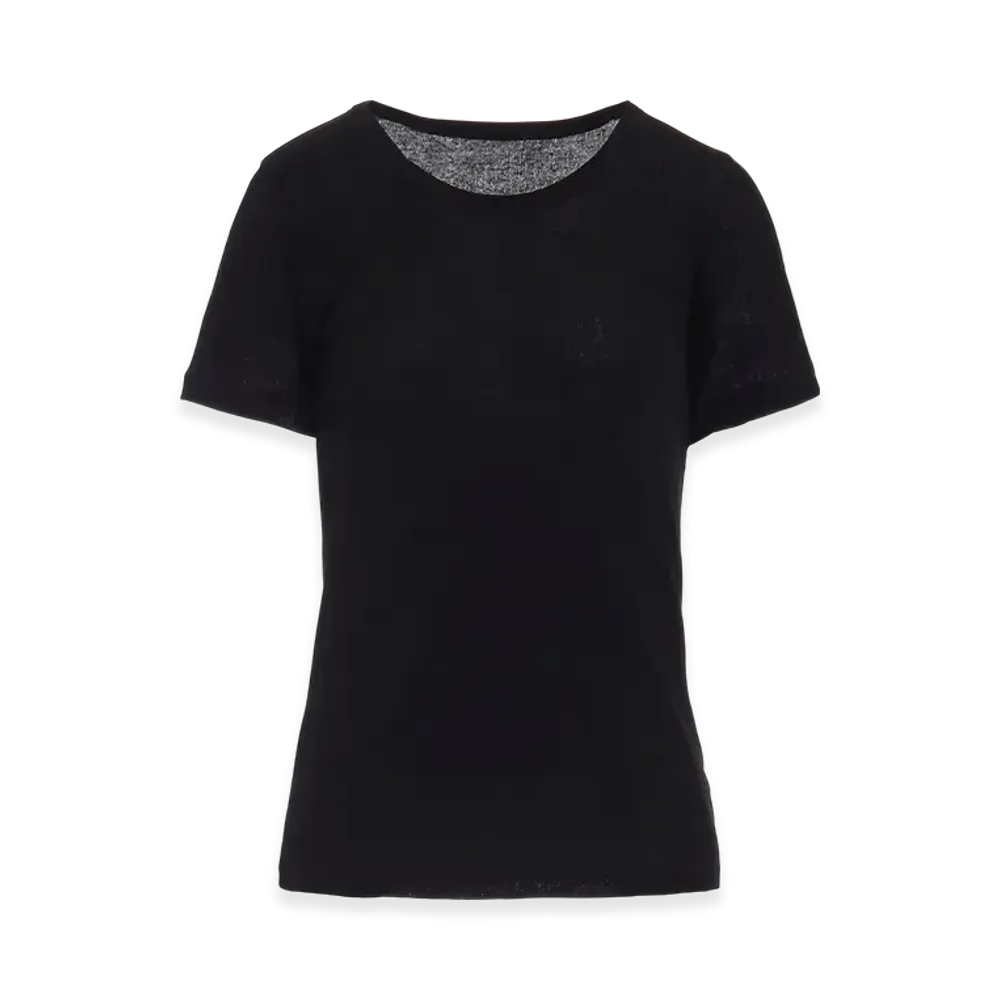 Yohji Yamamoto High Twisted Rib Round Neck Short Slv T "Black"