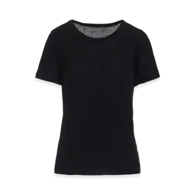 Yohji Yamamoto High Twisted Rib Round Neck Short Slv T "Black"