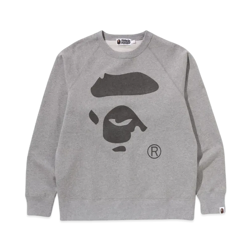 A BATHING APE Ape Face Crewneck Sweatshirt "Gray"