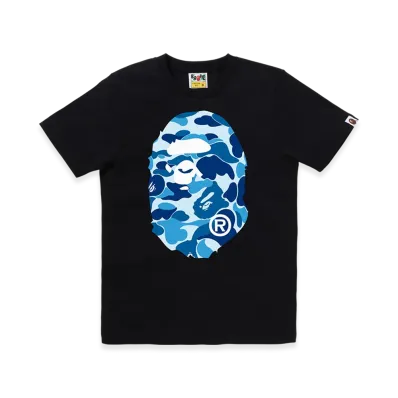 A BATHING APE Ladies Abc Camo Big Ape Head Tee "Black/Blue"