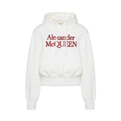 Alexander McQUEEN Embroidered Logo Hooded Sweatshirt "Optic White"