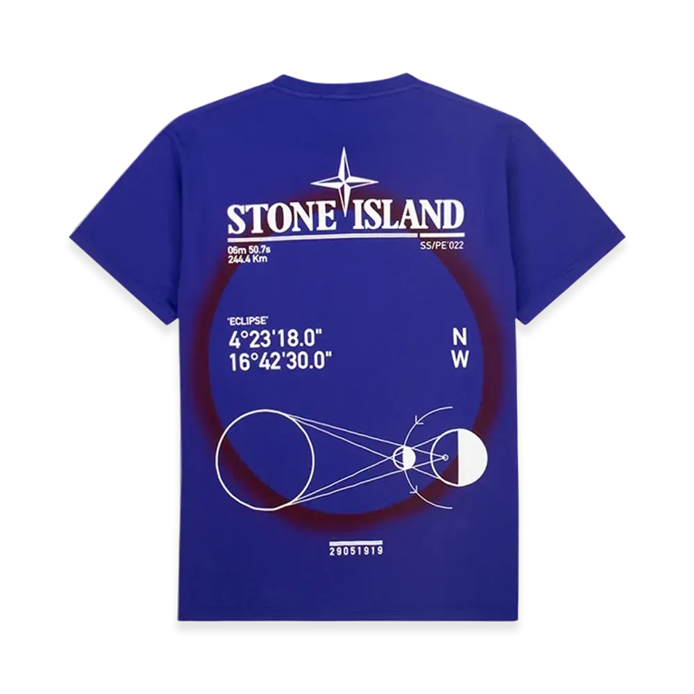 Stone Island 2NS97 30/1 Cotton Jersey Solar Eclipse Three Print Garment Dyed T-Shirt - 22SS "Bluette"