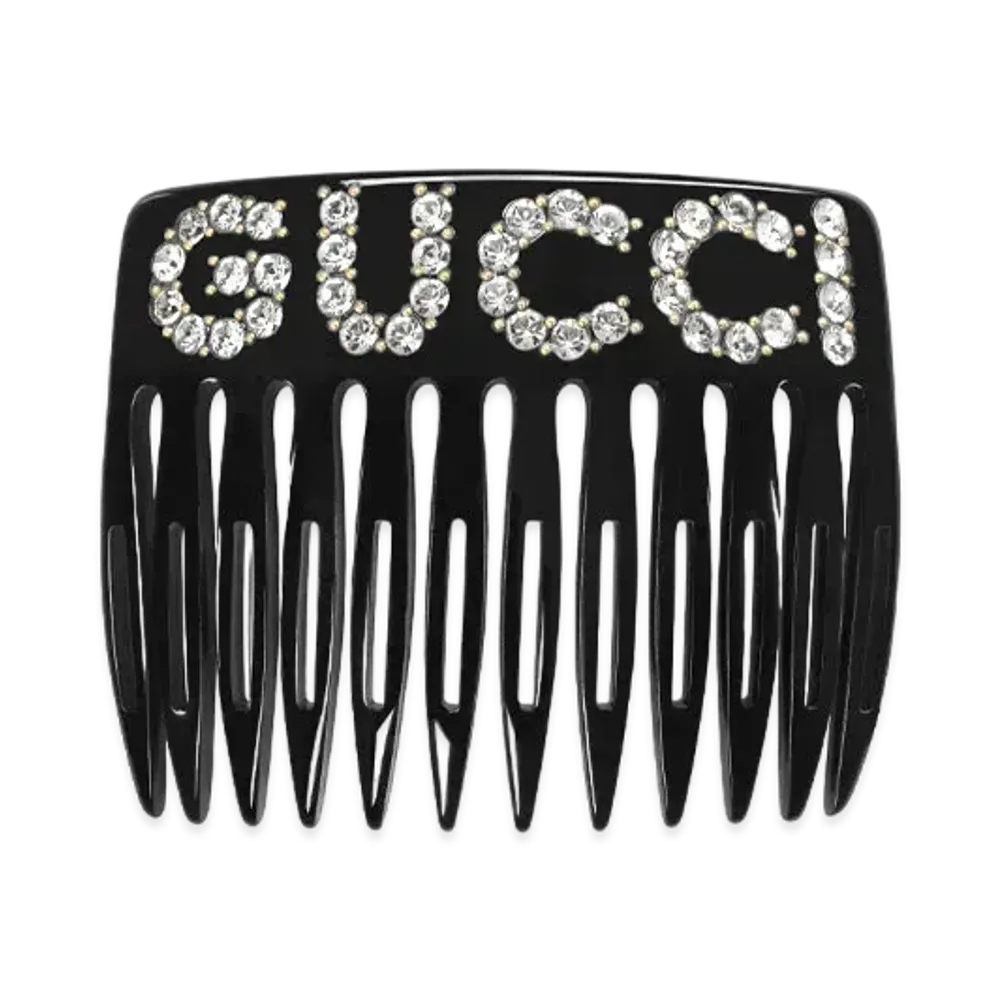 GUCCI Crystal Gucci Hair Comb "Black"