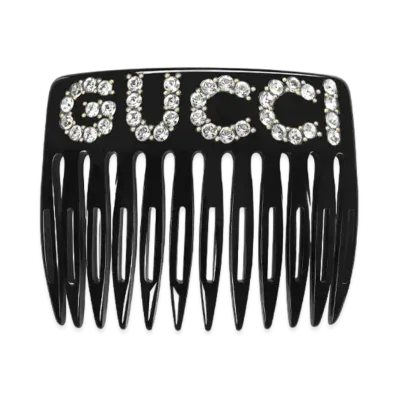 GUCCI Crystal Gucci Hair Comb "Black"