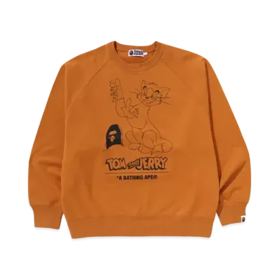 A BATHING APE x Tom And Jerry 85TH Kids Relaxed Fit Crewneck Sweatshirt "Yellow"