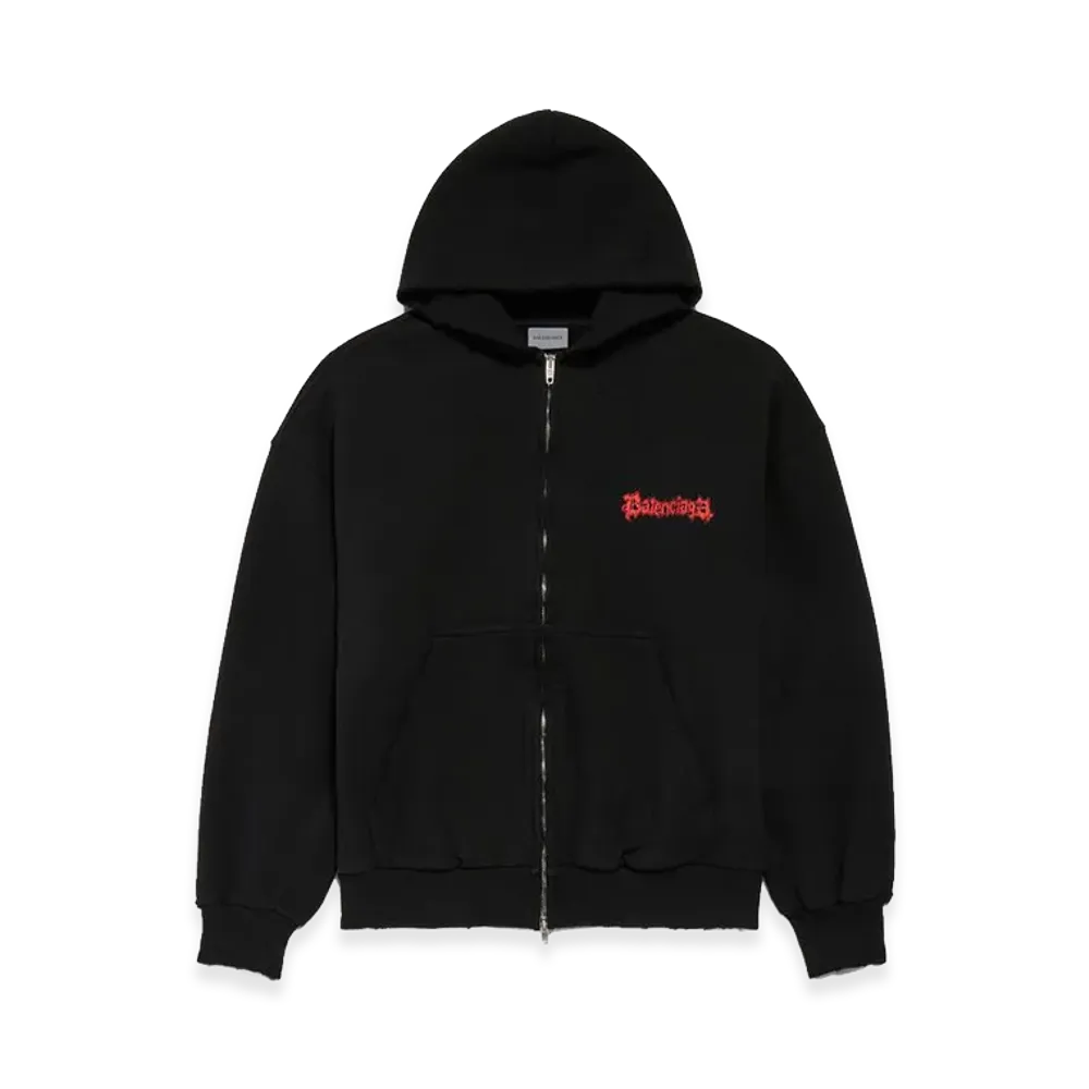 BALENCIAGA Salon De Couture Zip-Up Hoodie Regular Fit "Black"