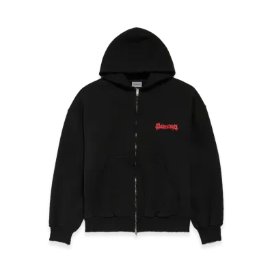BALENCIAGA Salon De Couture Zip-Up Hoodie Regular Fit "Black"