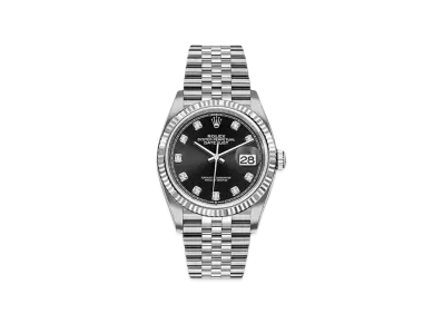 ROLEX Date-Just 36 Black Dial 10P Diamonds 126234G
