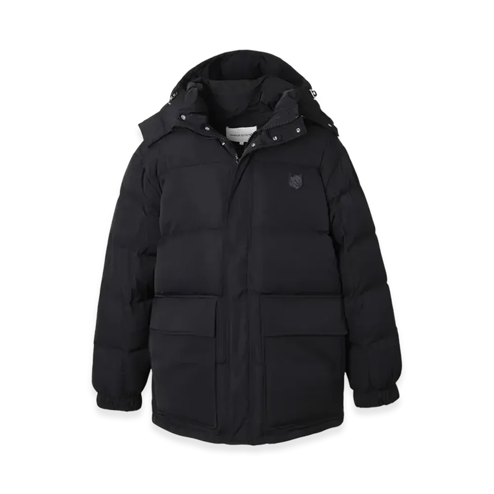 Maison Kitsune Hooded Puffer In Nylon With Bold Fox Head Patch "Black"