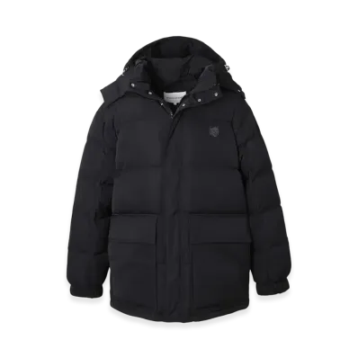 Maison Kitsune Hooded Puffer In Nylon With Bold Fox Head Patch "Black"