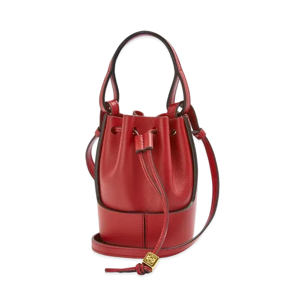 LOEWE Nano Balloon Bag In Nappa And Calfskin "Deep Red"