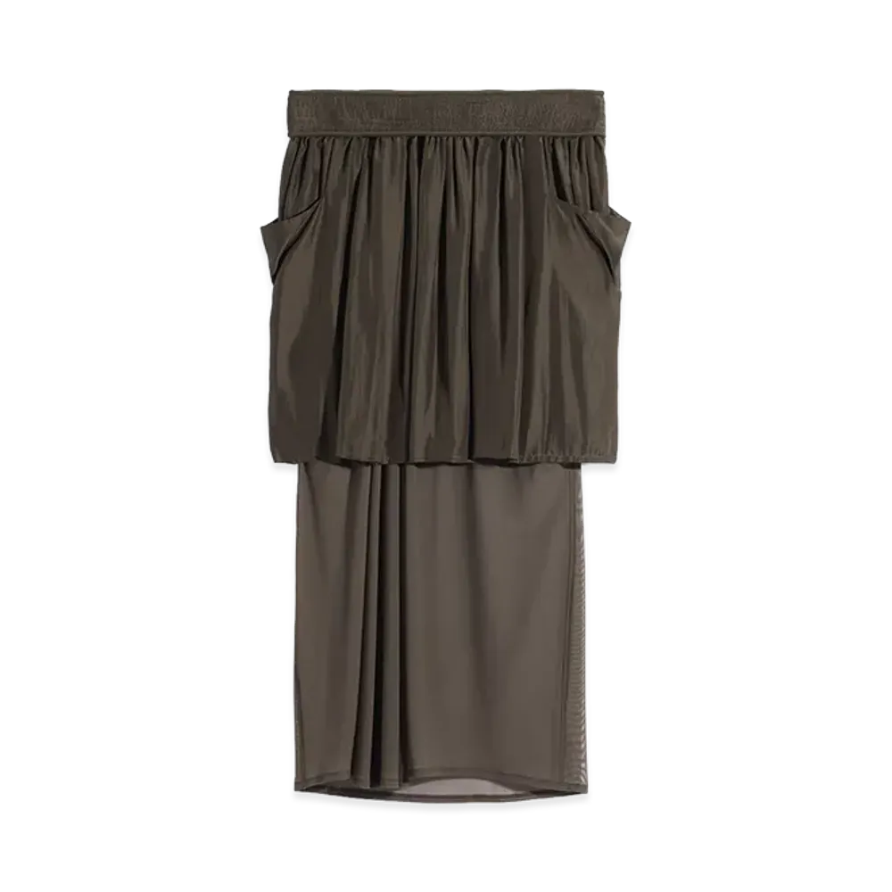 LEMAIRE Women's Silk Habotai Double Layer Skirt "Moka"