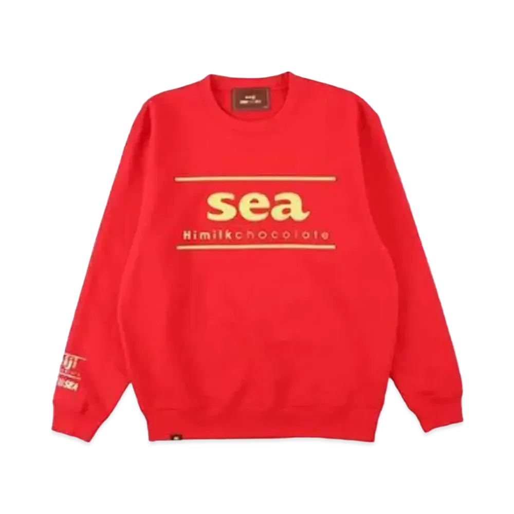 WIND AND SEA x meiji Crew Neck Sweat "Hi Milk Chocolate"