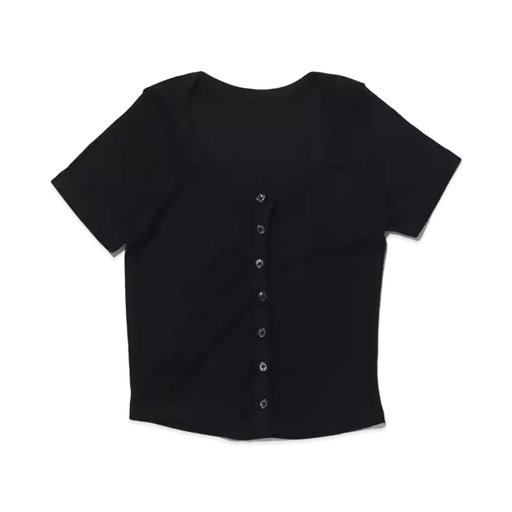 atmos pink Front Button Minimalist Tops "Black"