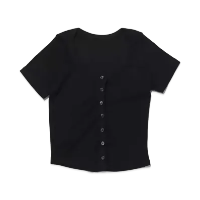 atmos pink Front Button Minimalist Tops "Black"