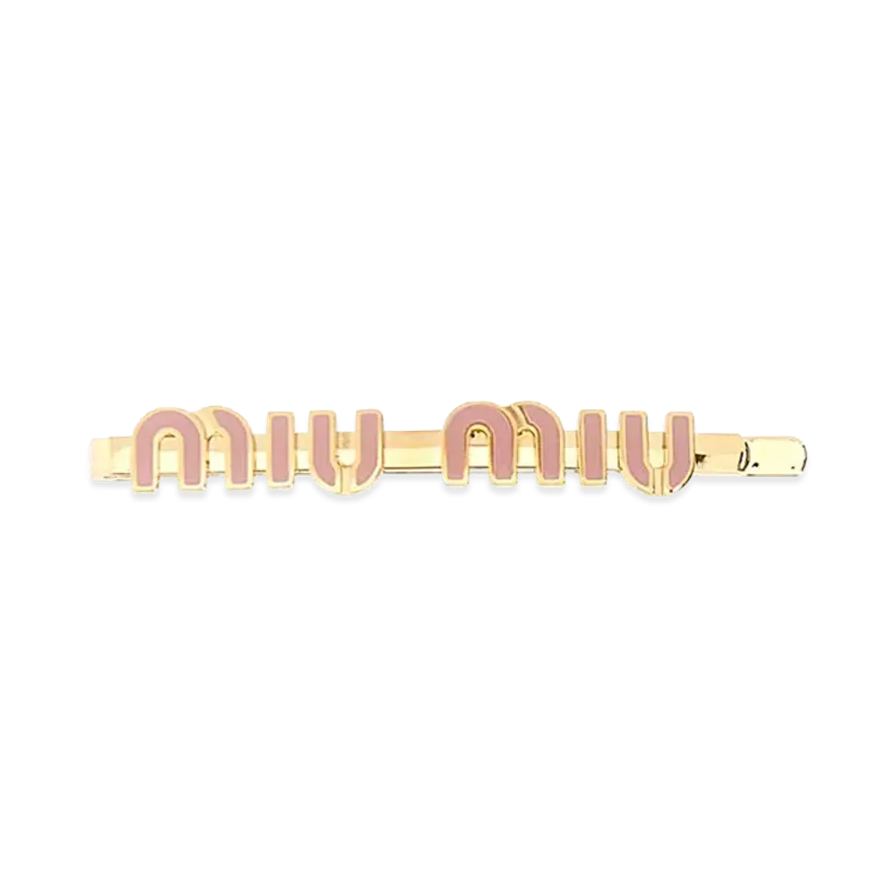 MIU MIU Women's Metal Hair Clip "Pink/Gold"