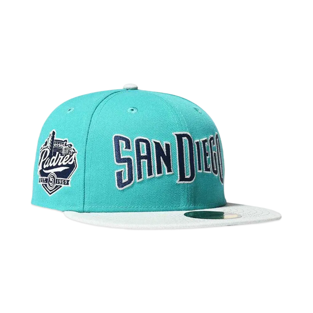 HOME GAME SAN DIEGO PADRES CO EST 1969 59FIFTY TITLE "WAVE/SNOWGRAY"