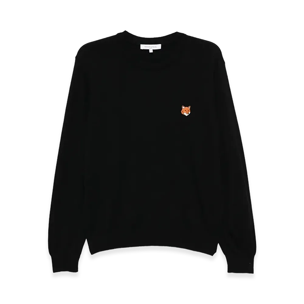 Maison Kitsune Fox Head Wool Crewneck Sweater "Black"
