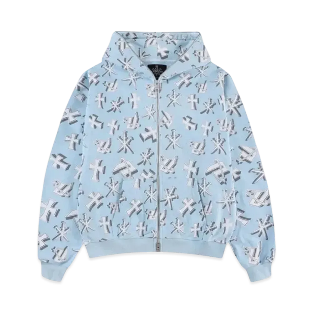 Unknown London 3D Unknown Symbol Full Zip Hoodie "Light Blue"