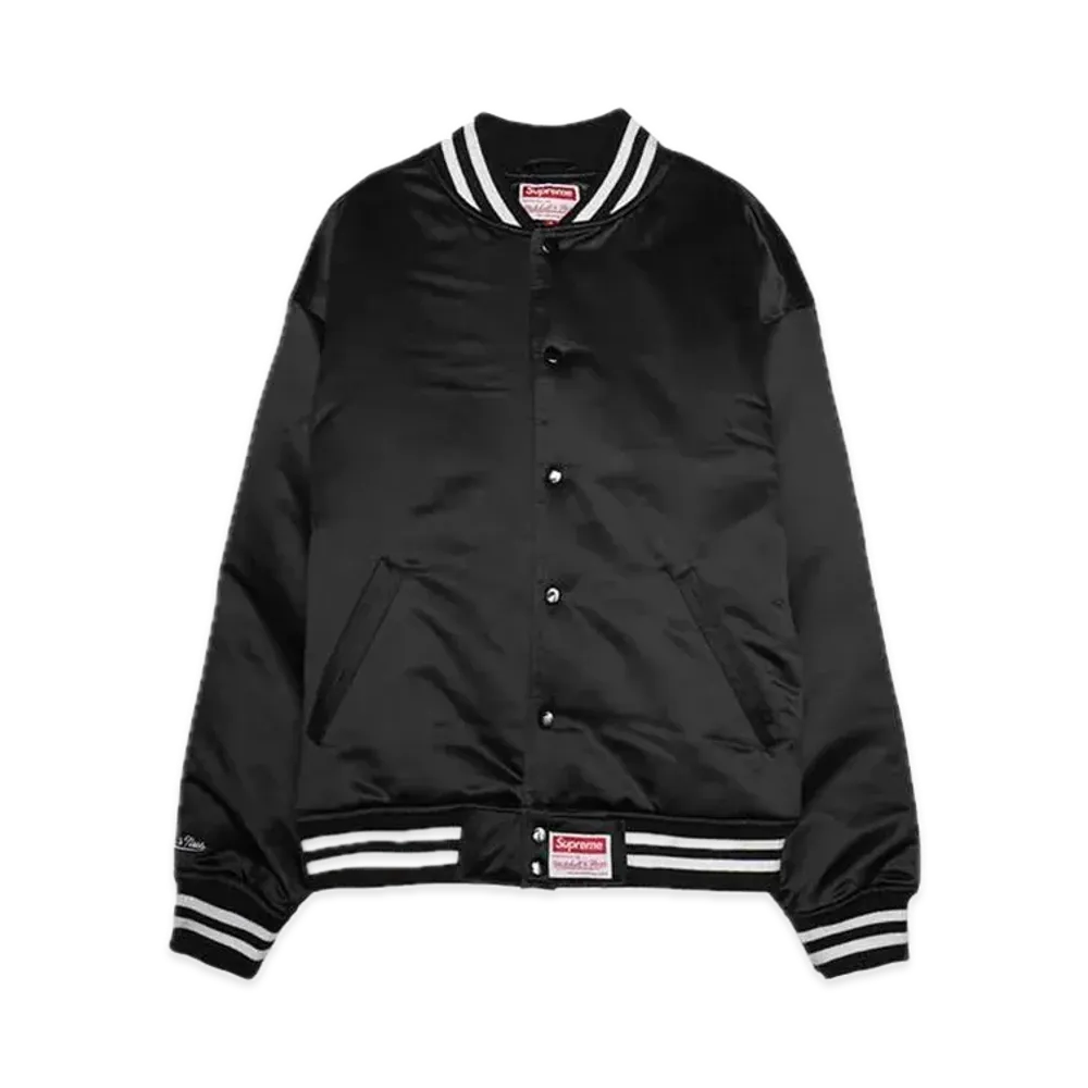 Supreme x Mitchell & Ness Satin Varsity Jacket "Black"