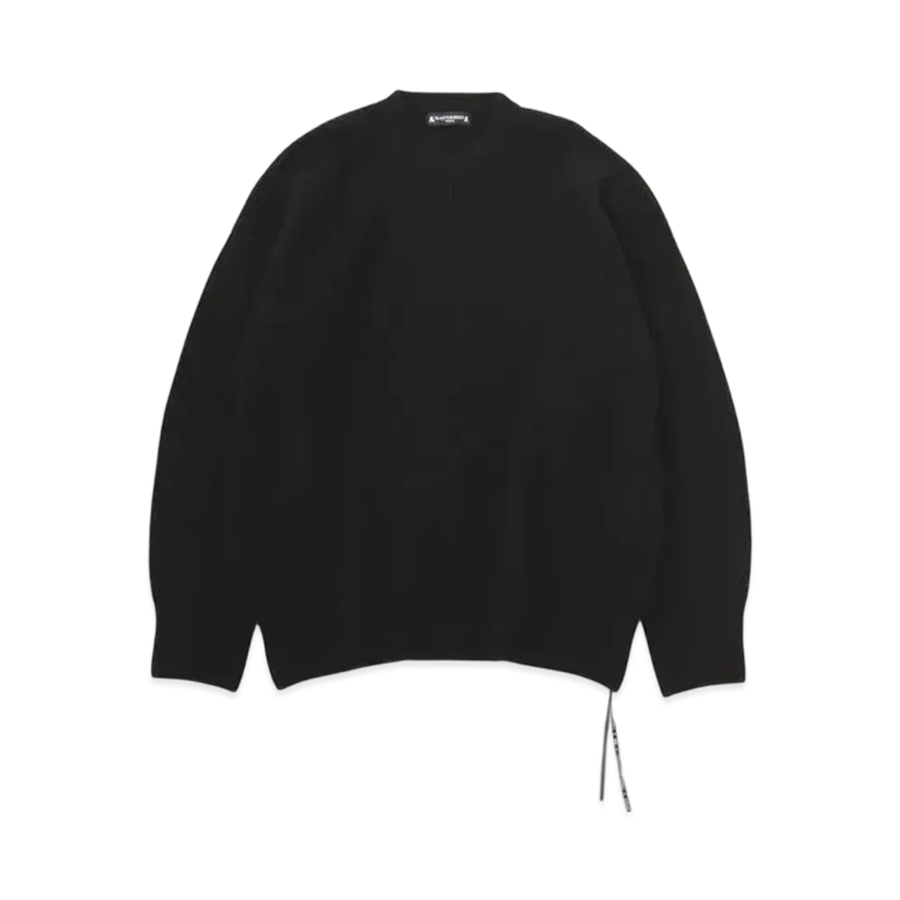 mastermind WORLD Cashmere Needle Punch Crewneck "Black"