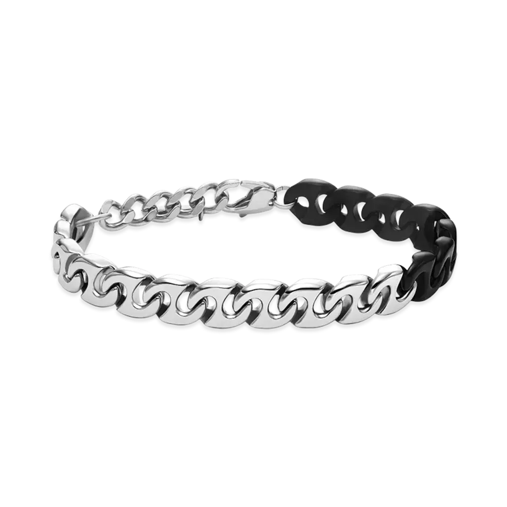 Diesel Dx1529931 Two-Tone Stainless Steel Chain Bracelet "Silver Black"