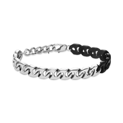 Diesel Dx1529931 Two-Tone Stainless Steel Chain Bracelet "Silver Black"