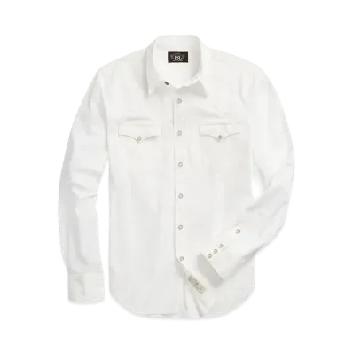 RRL Ralph Lauren Slim Fit Poplin Western Shirt "White"