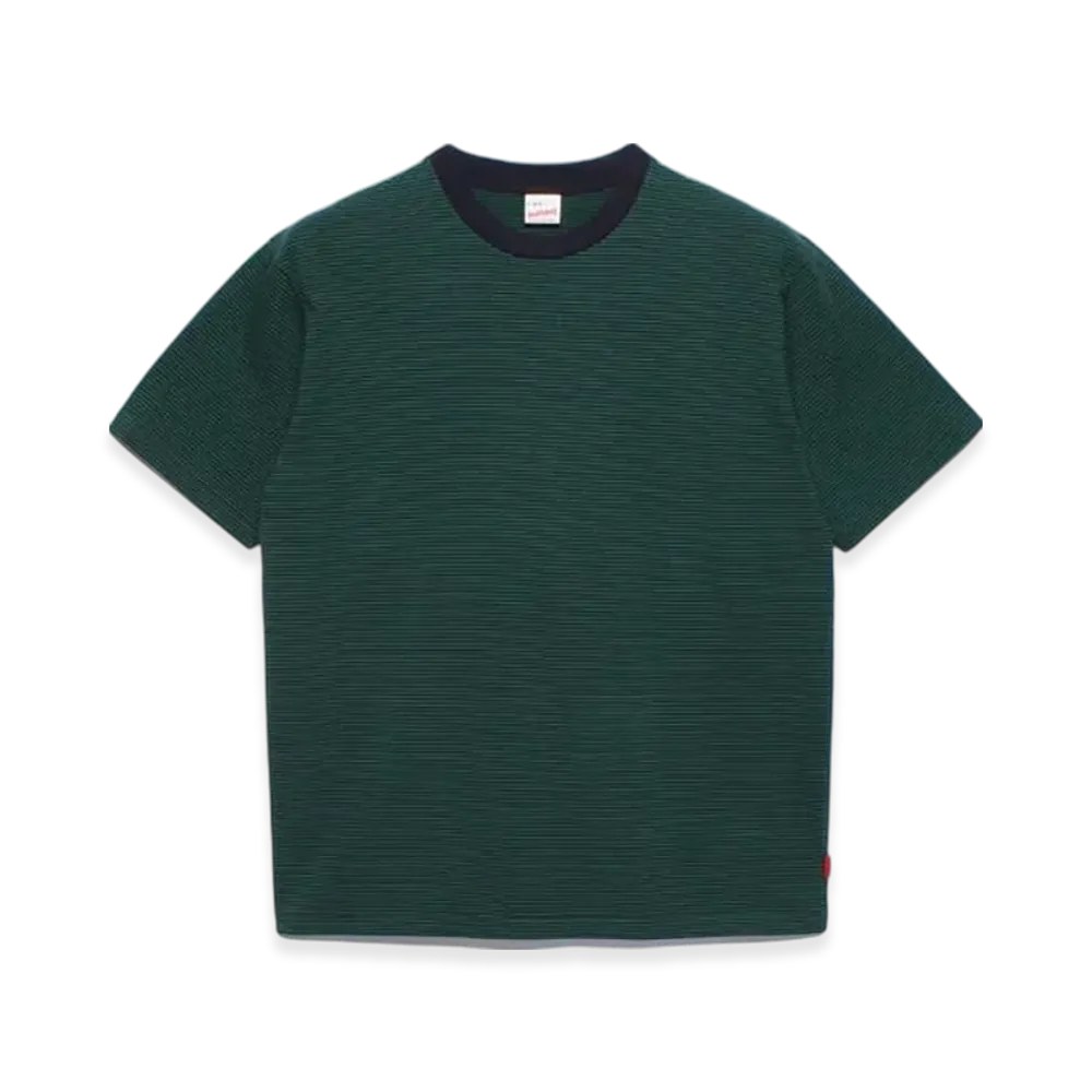 Healthknit Narrow Border Crew Neck Short Sleeve T-Shirt "Navy Green"