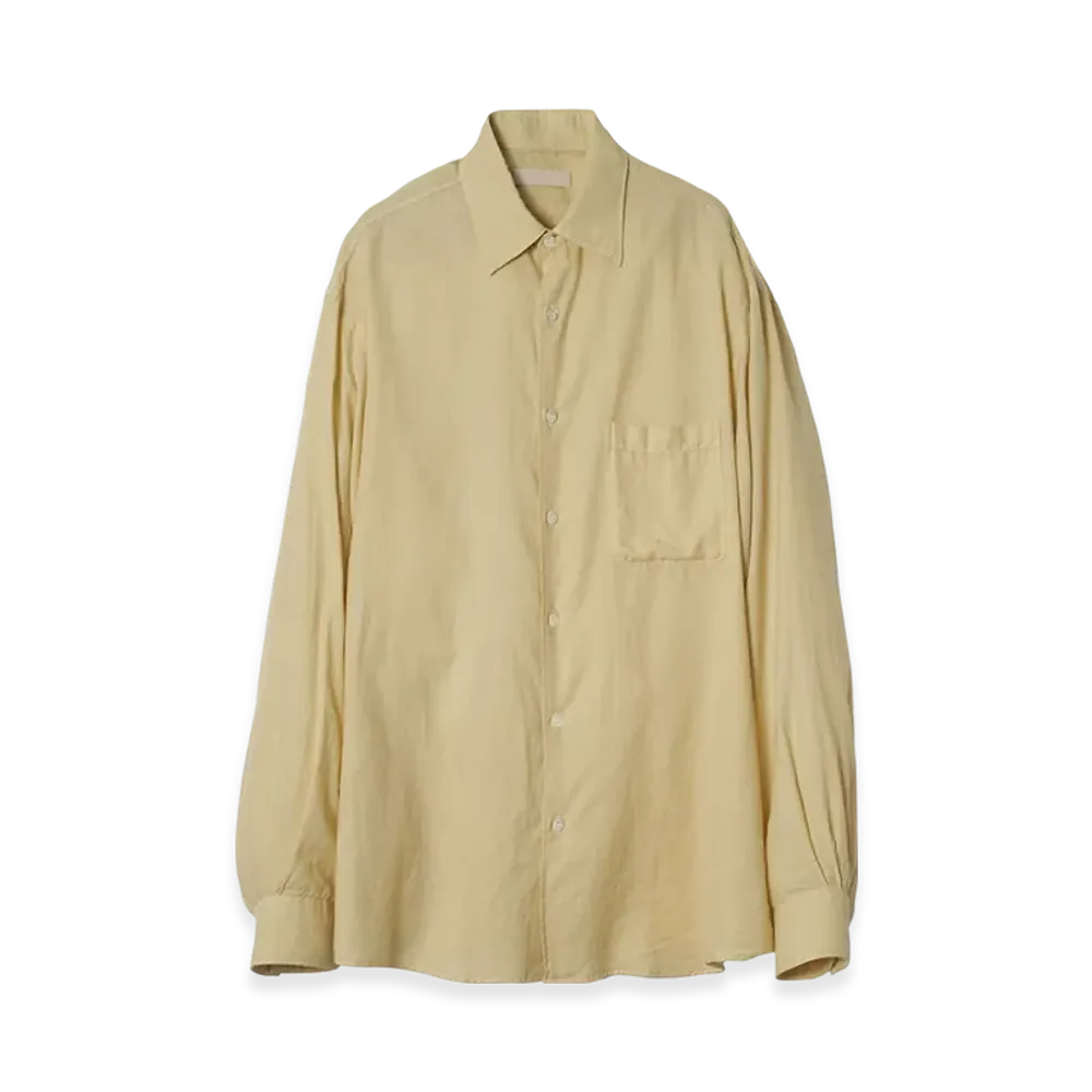 YOKE Garment Dyed Cotton Silk Twill Shirt "Straw Yellow"