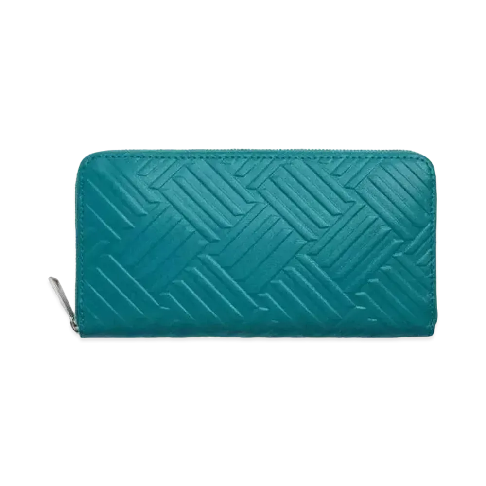 Bottega Veneta Debossed Intrecciato Calfskin Zip Around Wallet "Blaster"