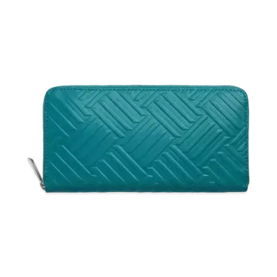 Bottega Veneta Debossed Intrecciato Calfskin Zip Around Wallet "Blaster"