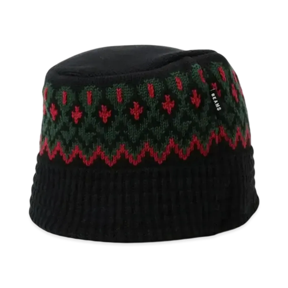 BEAMS Jacquard Knit Bucket Hat "Black"