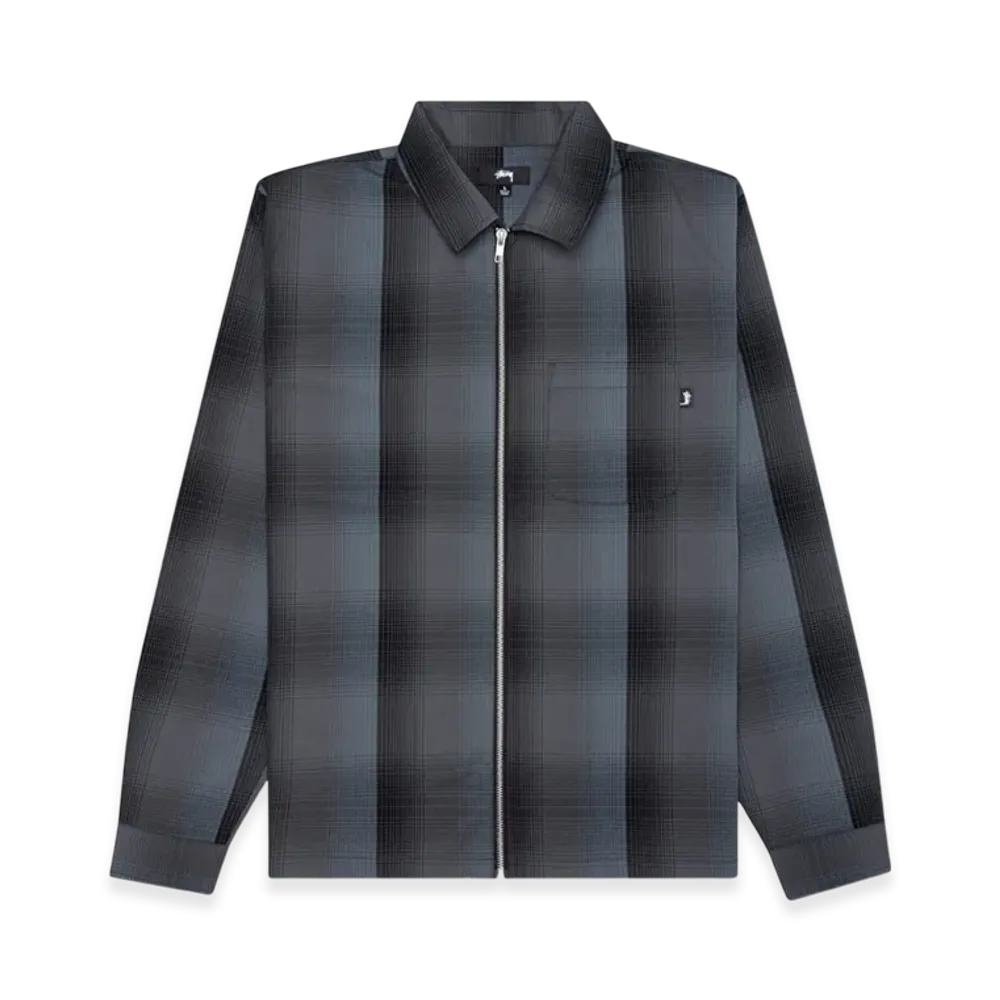 Stussy Shadow Plaid Zip Shirt "Charcoal"