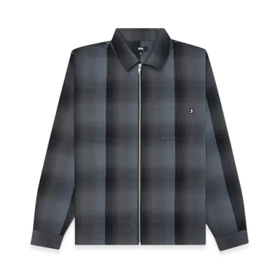 Stussy Shadow Plaid Zip Shirt "Charcoal"