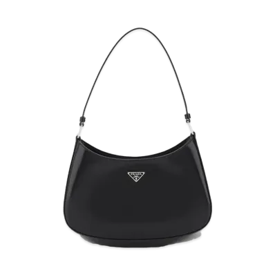 PRADA Cleo Brushed Leather Shoulder Bag "Black"